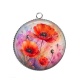 Pendentif Cabochon Argent - coquelicot