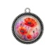 Pendentif Cabochon Argent - coquelicot