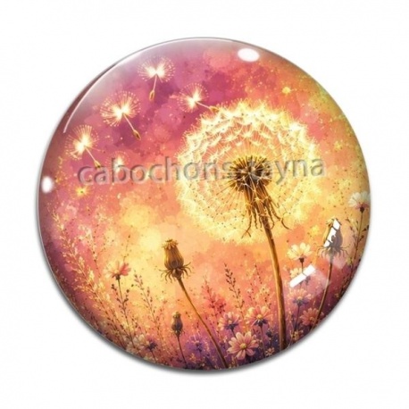 Cabochon Verre - pissenlit