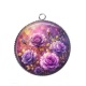 Pendentif Cabochon Argent -  rose