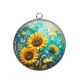 Pendentif Cabochon Argent - tournesol