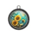 Pendentif Cabochon Argent - tournesol