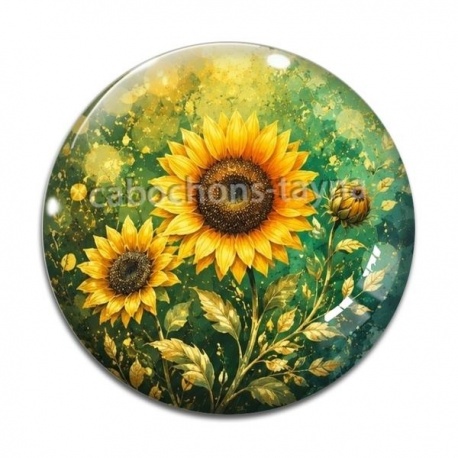 Cabochon Verre - tournesol