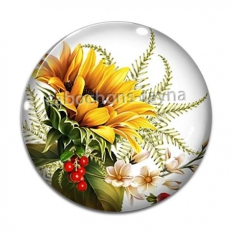 Cabochon Verre -  tournesol