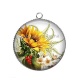 Pendentif Cabochon Argent -  tournesol
