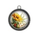 Pendentif Cabochon Argent -  tournesol