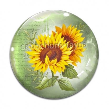 Cabochon Verre -  tournesol