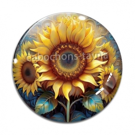 Cabochon Verre -  tournesol