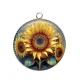 Pendentif Cabochon Argent -  tournesol