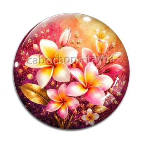 Cabochon Verre - fleur frangipanier