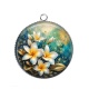 Pendentif Cabochon Argent - fleur frangipanier