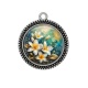 Pendentif Cabochon Argent - fleur frangipanier