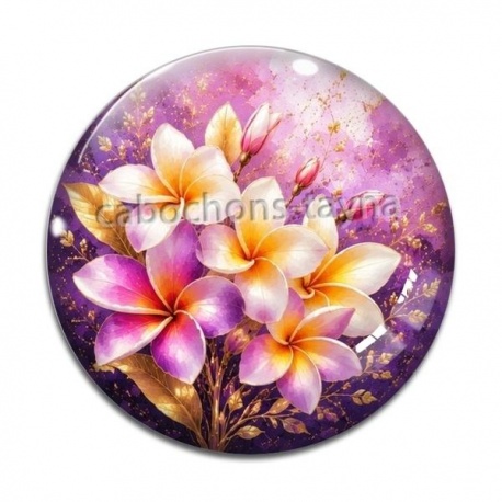 Cabochon Verre - fleur frangipanier