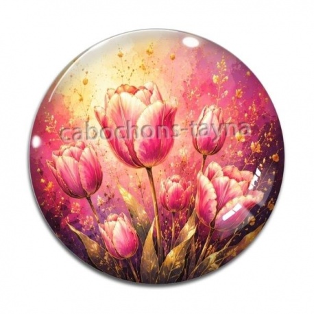 Cabochon Verre - fleur tulipe