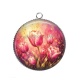 Pendentif Cabochon Argent - fleur tulipe