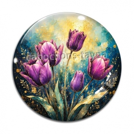 Cabochon Verre - fleur tulipe