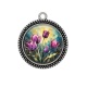Pendentif Cabochon Argent - fleur tulipe