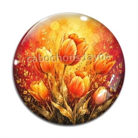 Cabochon Verre - fleur tulipe