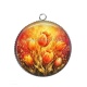 Pendentif Cabochon Argent - fleur tulipe