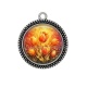 Pendentif Cabochon Argent - fleur tulipe