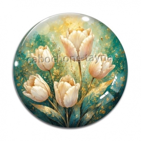 Cabochon Verre - fleur tulipe