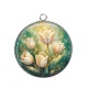Pendentif Cabochon Argent - fleur tulipe