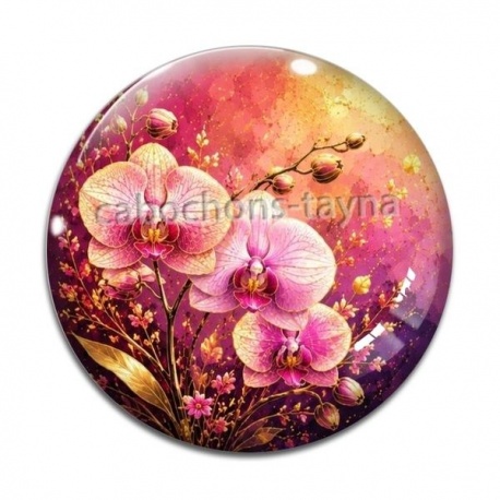 Cabochon Verre - fleur orchidée