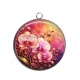 Pendentif Cabochon Argent - fleur orchidée