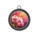 Pendentif Cabochon Argent - fleur orchidée