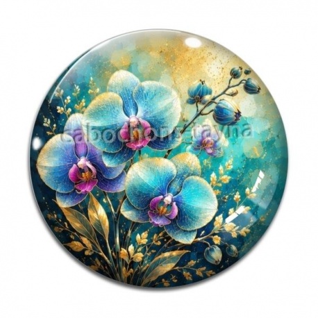 Cabochon Verre - fleur orchidée