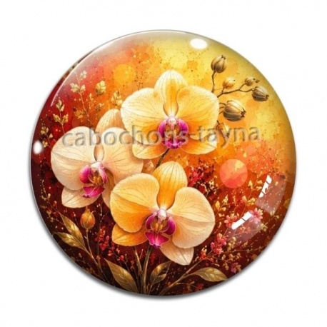 Cabochon Verre - fleur orchidée