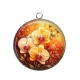Pendentif Cabochon Argent - fleur orchidée