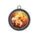 Pendentif Cabochon Argent - fleur orchidée
