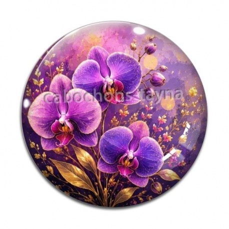 Cabochon Verre - fleur orchidée