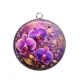 Pendentif Cabochon Argent - fleur orchidée
