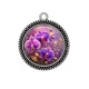Pendentif Cabochon Argent - fleur orchidée