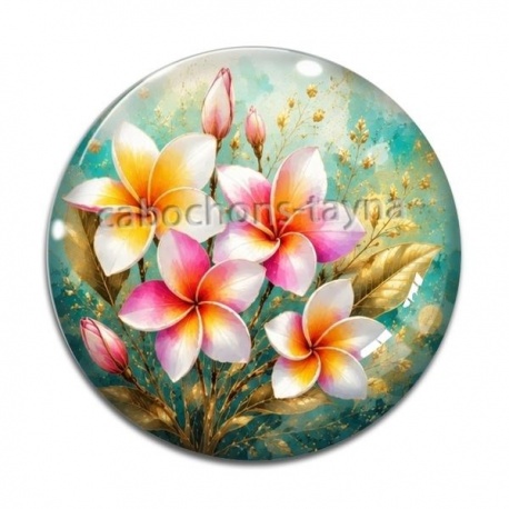 Cabochon Verre - fleur frangipanier