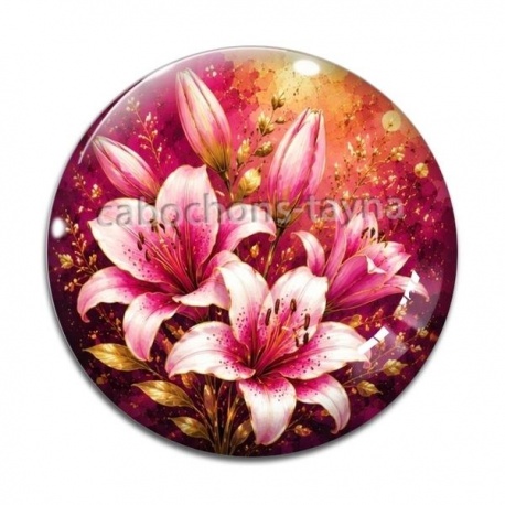 Cabochon Verre - fleur lys