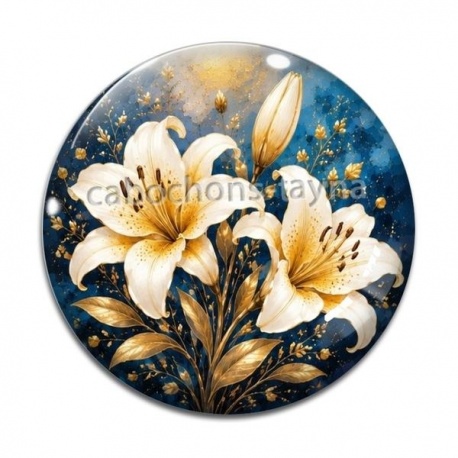 Cabochon Verre - fleur lys