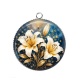 Pendentif Cabochon Argent - fleur lys