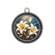 Pendentif Cabochon Argent - fleur lys