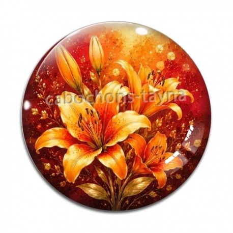 Cabochon Verre - fleur lys