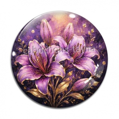 Cabochon Verre - fleur lys