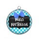 Pendentif Cabochon Argent - merci maîtresse