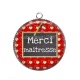Pendentif Cabochon Argent - merci maîtresse