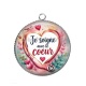 Pendentif Cabochon Argent - je soigne avec le coeur