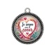 Pendentif Cabochon Argent - je soigne avec le coeur