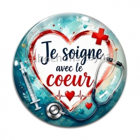 Cabochon Verre - je soigne avec le coeur
