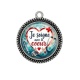 Pendentif Cabochon Argent - je soigne avec le coeur