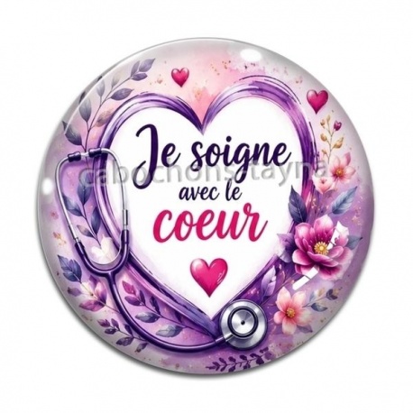 Cabochon Verre - je soigne avec le coeur